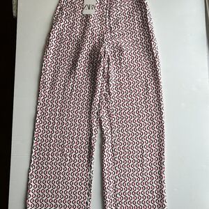 New Zara straight cut printed pants white black 1971/027 M